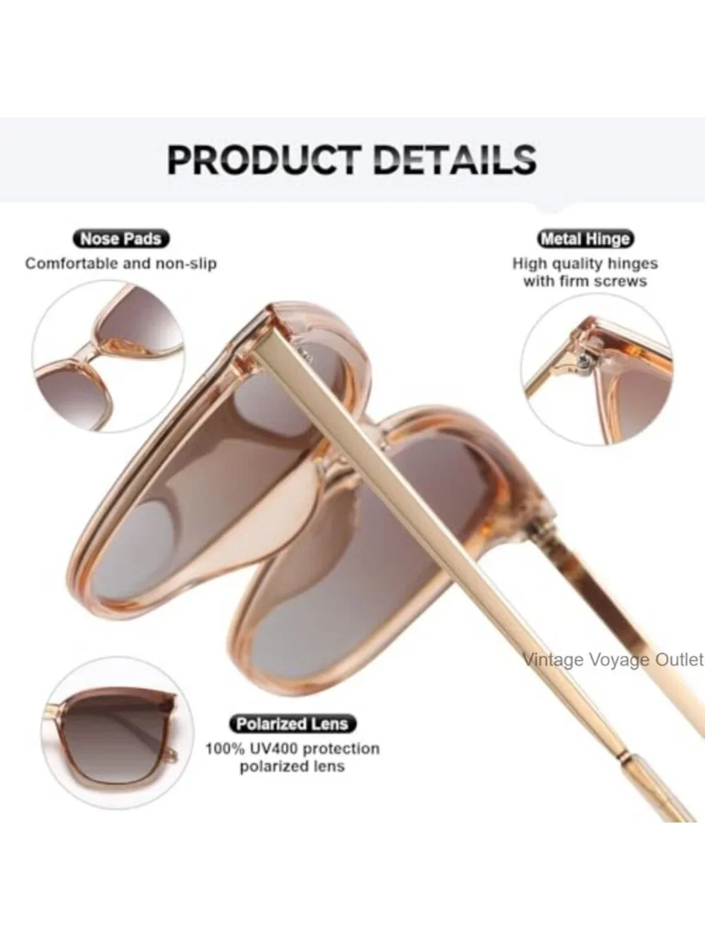 Oversized Polarized Cat Eye Sunglasses Women UV400 Lightweight Fashion Shades